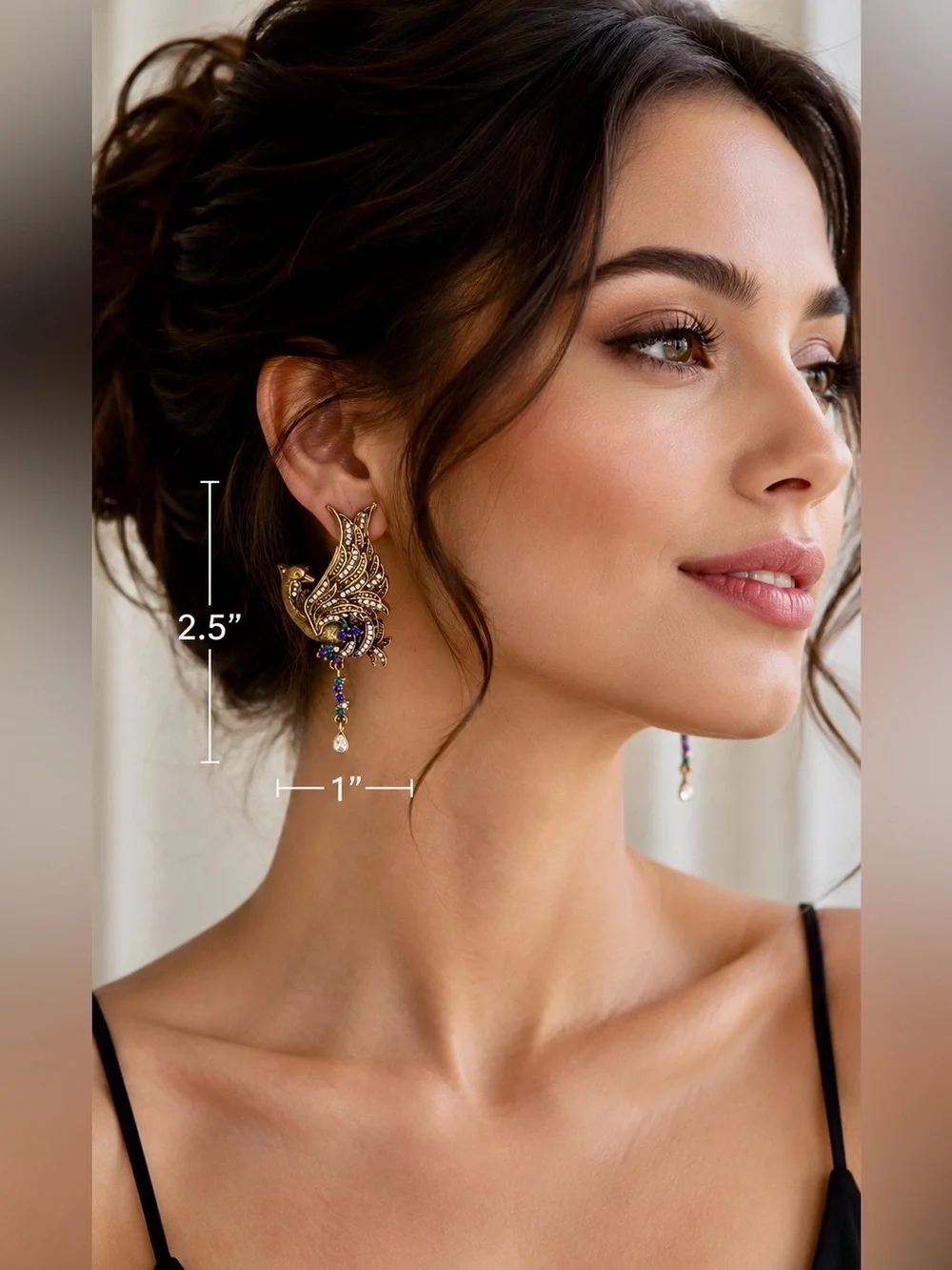 Heidi Daus Crystal Phoenix Swan Statement Earrings Vintage